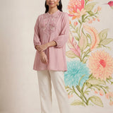 Kissa Pink Embroidered Shirt