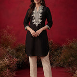 Black Mirror Work Cotton Kurta Set