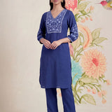 Uma Blue Embroidered Kurta Set