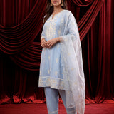 Spa Embroidered Chanderi A-Line Suit Set
