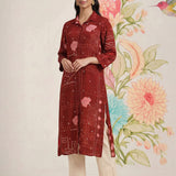 Bani Maroon Printed Straight Kurti