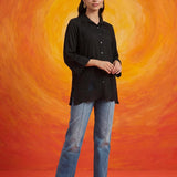 Nriti Black Embroidered Cotton- Blend Shirt