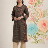 Mehrang Navy Printed A-line Kurta