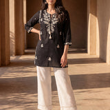 Ivory Linen Blend Daily Wear Palazzos