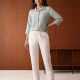 White Lycra Full Length Tapered Fit Pant