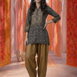 Beige Satin Relaxed Fit Salwar