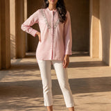White Straight Fit Cotton blend Capri