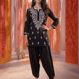 Black Satin Relaxed Fit Salwar