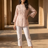 White Cotton Blend Regular Fit Capris