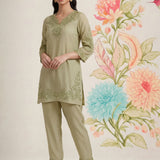 Vaadi Green Embroidered Co-ord Set