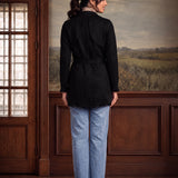 Elara Black Suede Coat