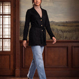 Elara Black Suede Coat