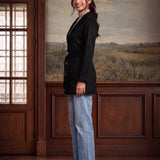 Elara Black Suede Coat