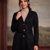 Elara Black Suede Coat
