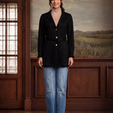Elara Black Suede Coat