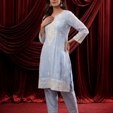 Spa Embroidered Chanderi A-Line Suit Set