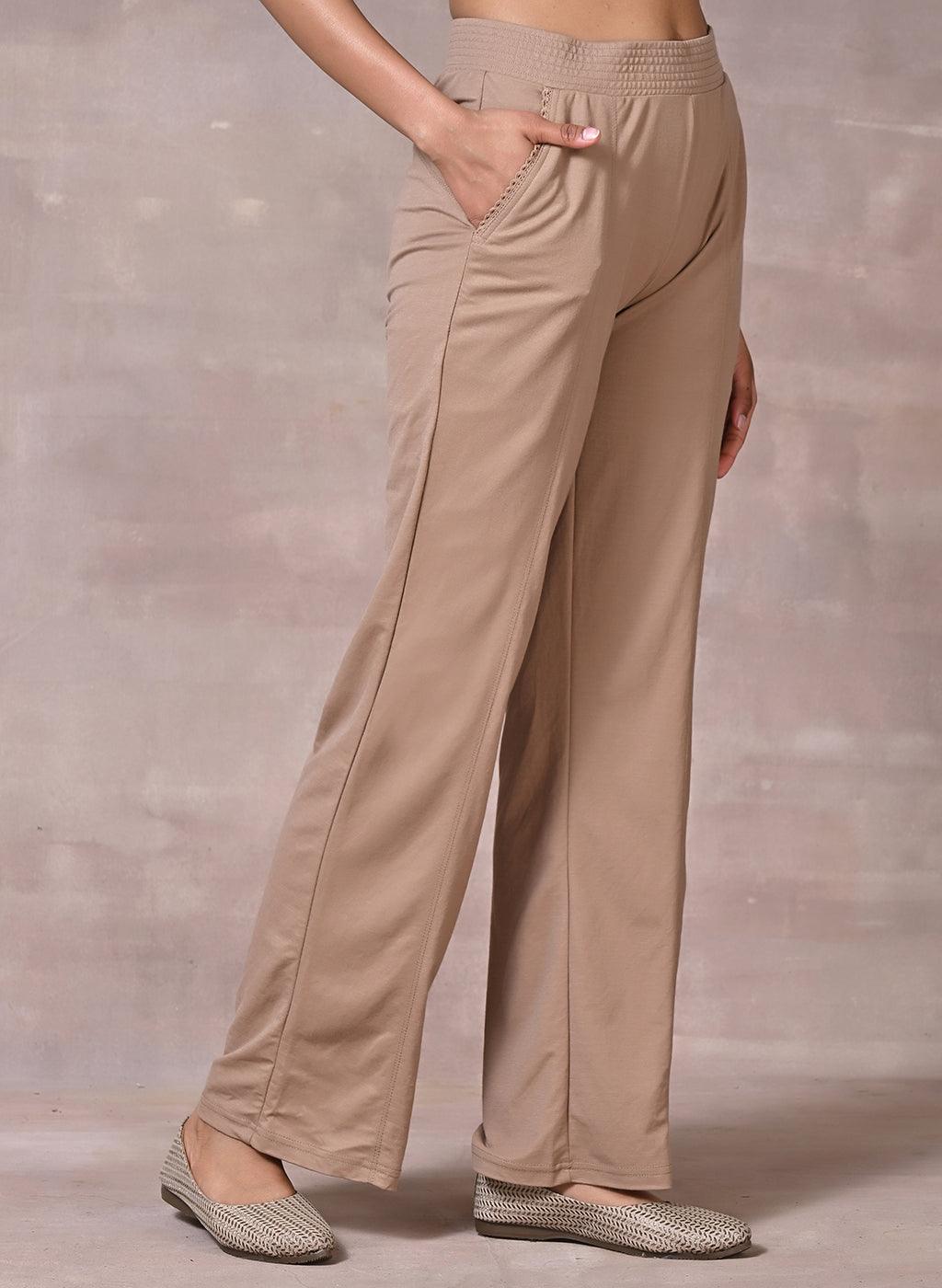 Beige Regular Flared Palazzo - Lakshita