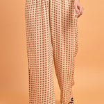 Flared Fit Printed Red & Cream Palazzo - Lakshita