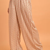 Flared Fit Printed Red & Cream Palazzo - Lakshita