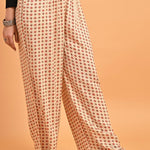 Flared Fit Printed Red & Cream Palazzo - Lakshita