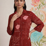 Bani Maroon Printed Straight Kurti