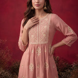 Zari Pink Mirror Work Cotton Kurta Set