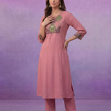 Pink Panelled A-Line Kurta set