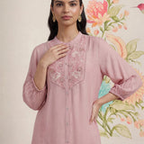 Kissa Pink Embroidered Shirt