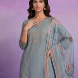 Spa Embroidered Suit Set with Dupatta