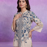 Blue Floral Placement Print Linen Co-ord Set