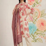 Falguni Red Printed Cotton Suit Set with Dupatta