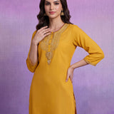 Yellow Embroidered Suit Set with Dupatta