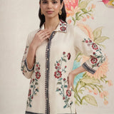 Heer Pristine Ivory Embroidered Rayon Co-ord Set for Women