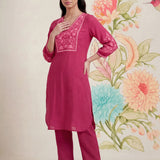 Uma Fuchsia Embroidered Kurta Set