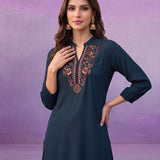 Teal Embroidered Co-ord Set with Raglan Sleeves