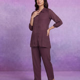 Lavender Embroidered Straight Co-ord Set