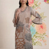 Anvi Grey Floral Printed Organza Suit Set with Dupatta