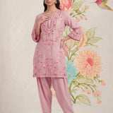 Amoli Light Pink Embroidered Kurta Set