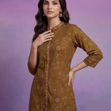 Olive Embroidered Panelled Co-ord Set