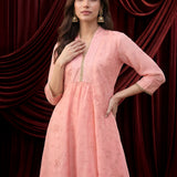 Pink Embroidered Chanderi Suit Set