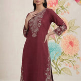 Sarina Peach Embroidered Cotton Co-ord Set for Women