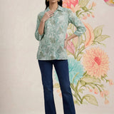 Aro Mint Green Floral Printed Shirt