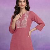 Coral Embroidered Straight Kurta Set