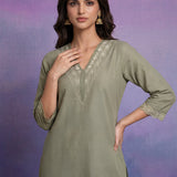 Mint green Embroidered Suit Set with Dupatta