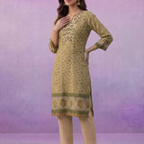 Green All-Over Placement Printed Straight Suit Set