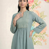 Malang Green Embroidered A-line Kurta Set