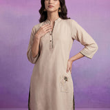 Ivory Applique-work Kurta Set