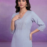 Spa Cotton Blend Embroidered Kurta Set