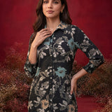 Black All Over Printed Crepe Shirt