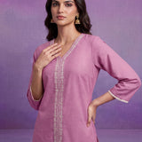 Lavender Embroidered Straight Kurta Set
